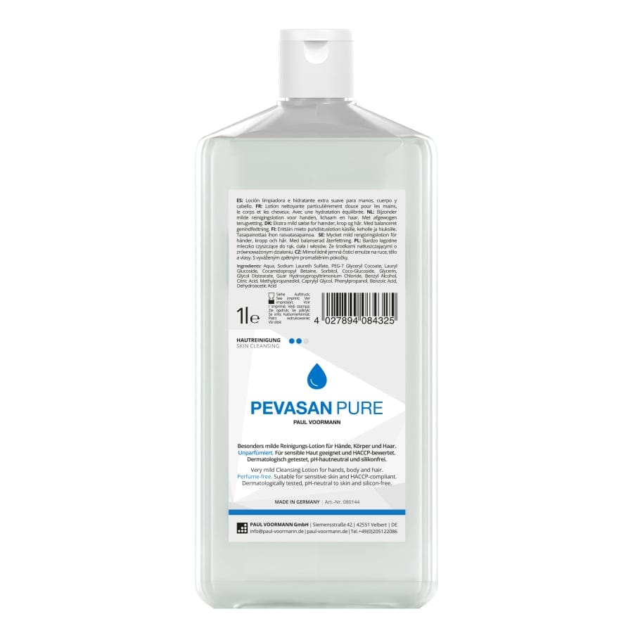 PEVASAN PURE Flüssigseife / Duschgel 1 Liter (Hartflasche)