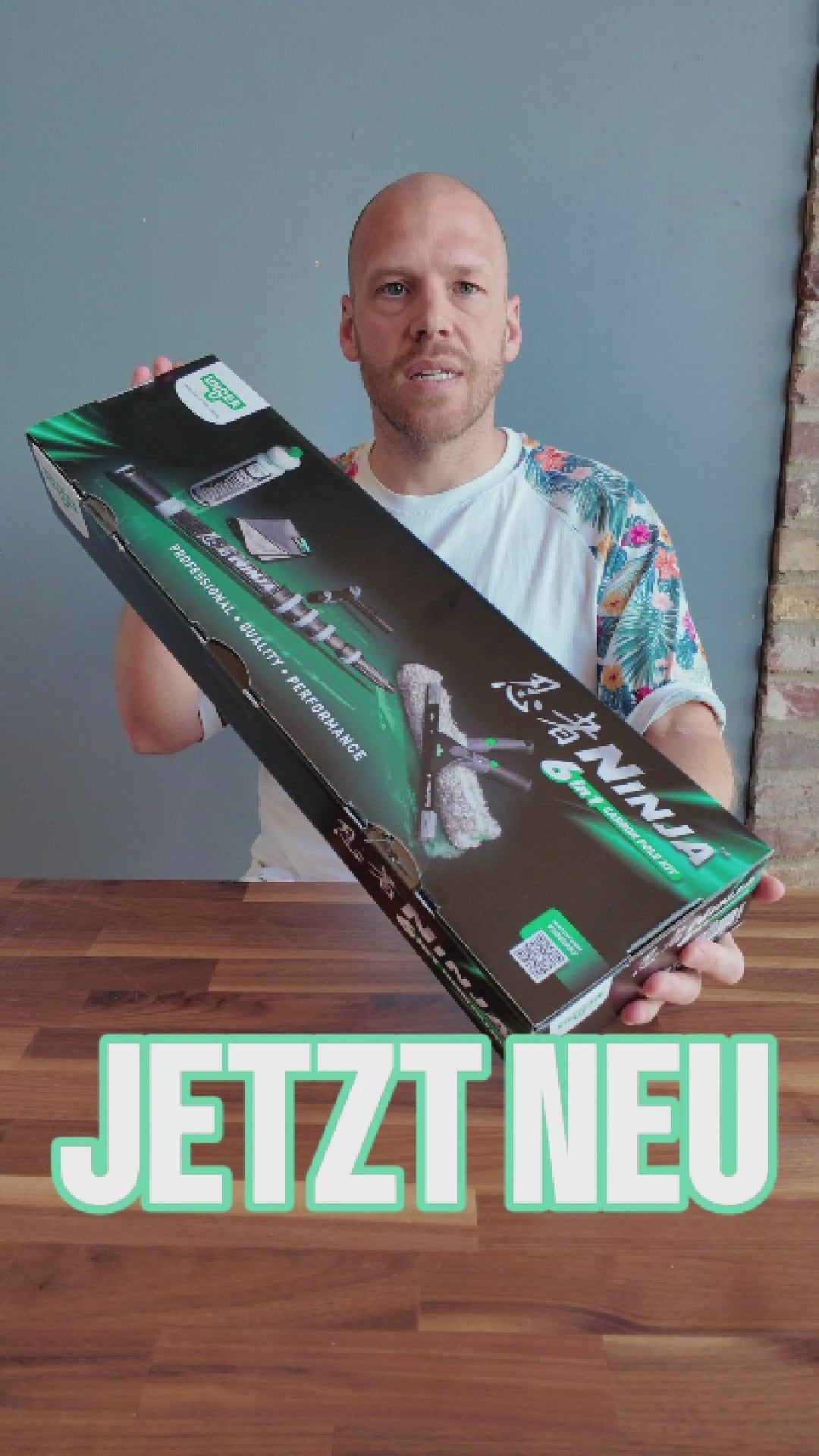 UNGER NinJa Fensterreinigungsset mit Carbon Teleskopstange