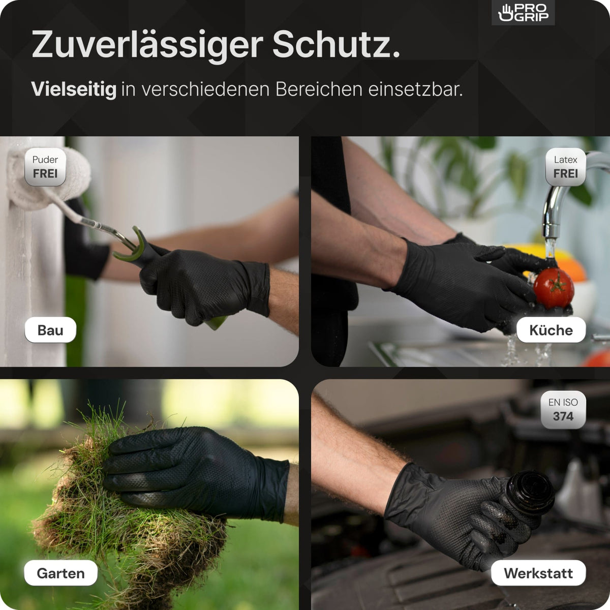PROGRIP Nitril Diamond Black Einmalhandschuhe, puderfrei, schwarz
