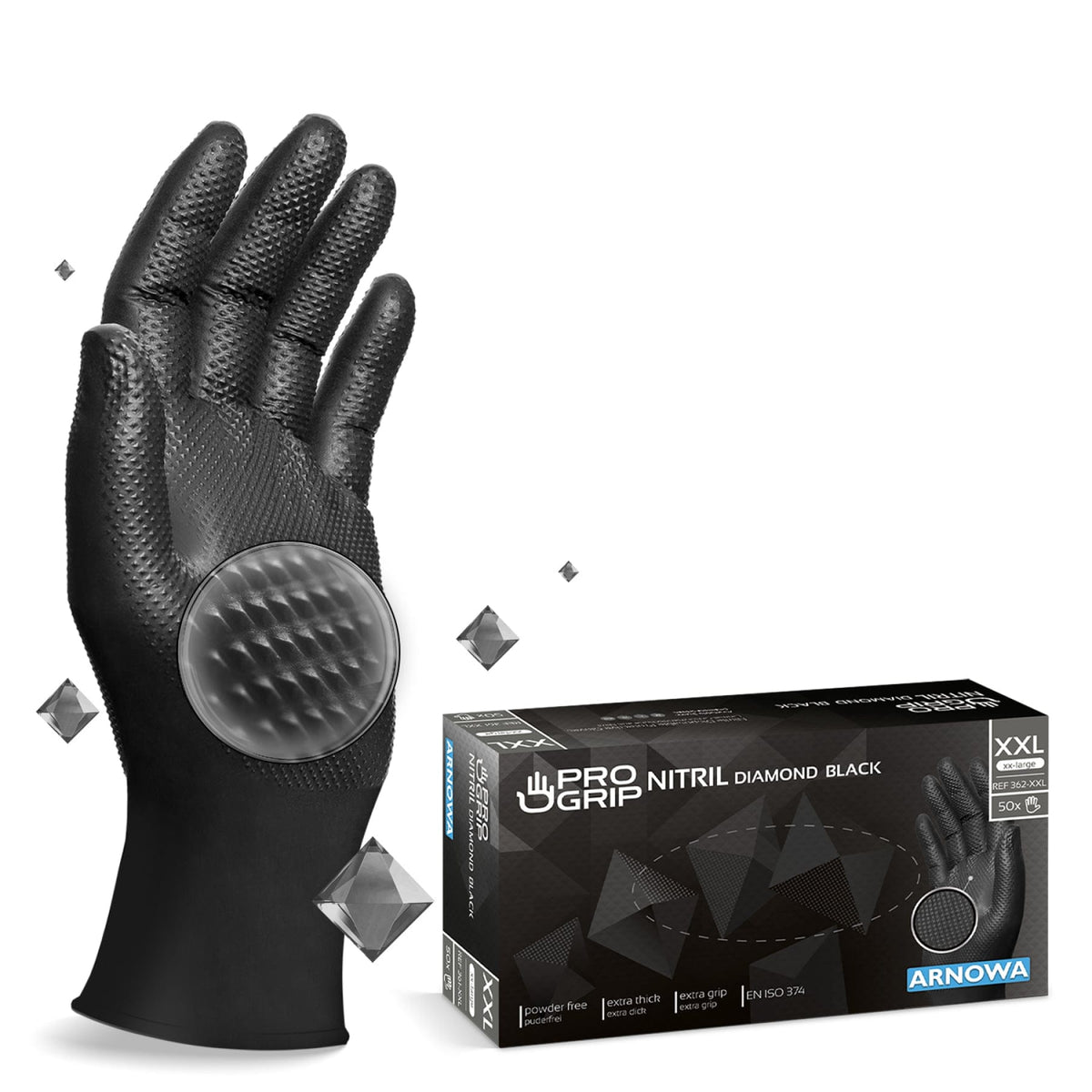 PROGRIP Nitril Diamond Black Einmalhandschuhe, puderfrei, schwarz