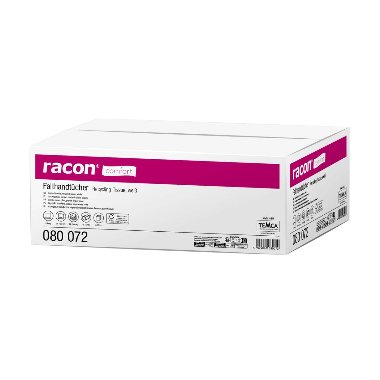 racon® comfort Falthandtücher, 22 x 20 cm, 2-lagig, weiß