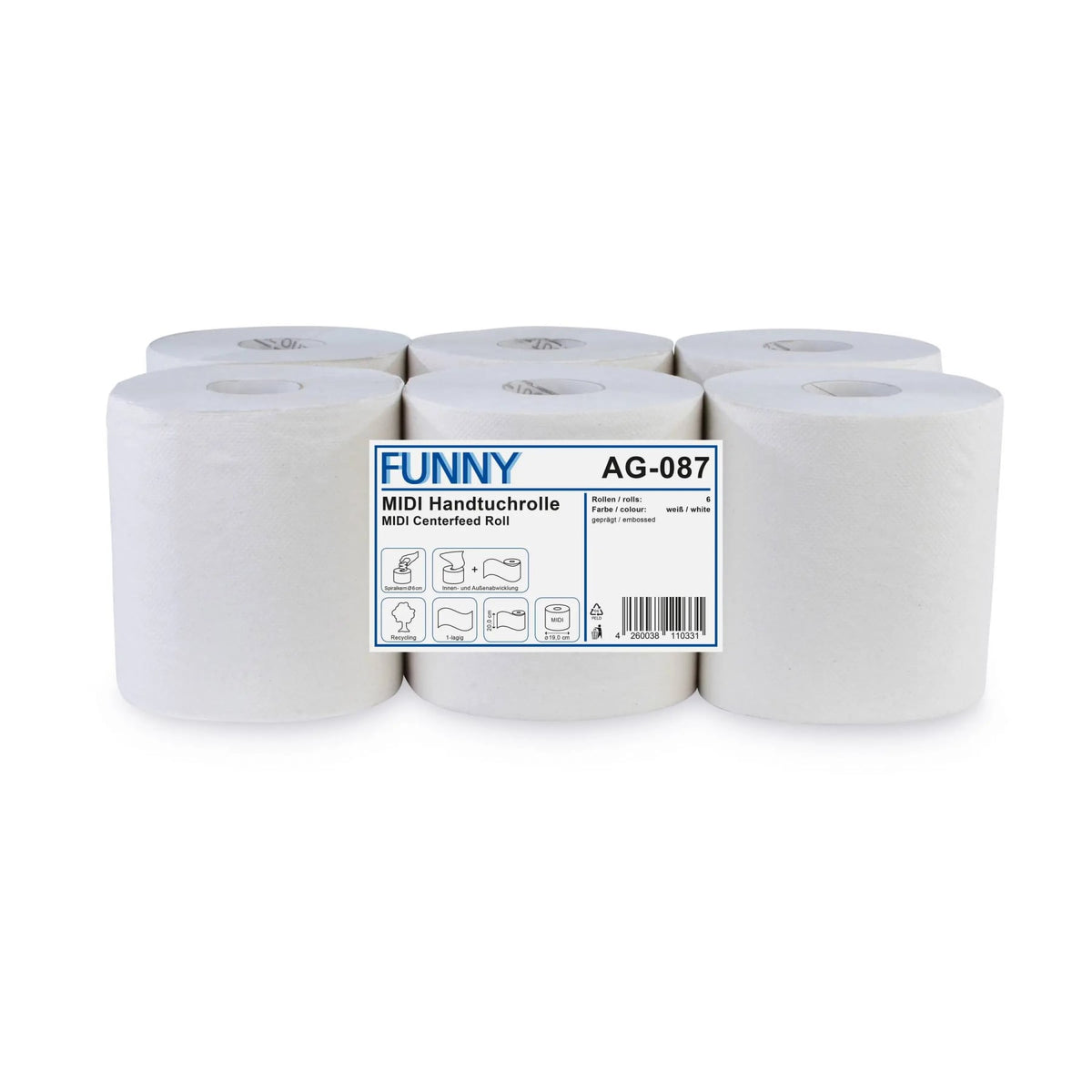 Rollenhandtuchpapier, 1-lagig, weißlich Ca 320 m
