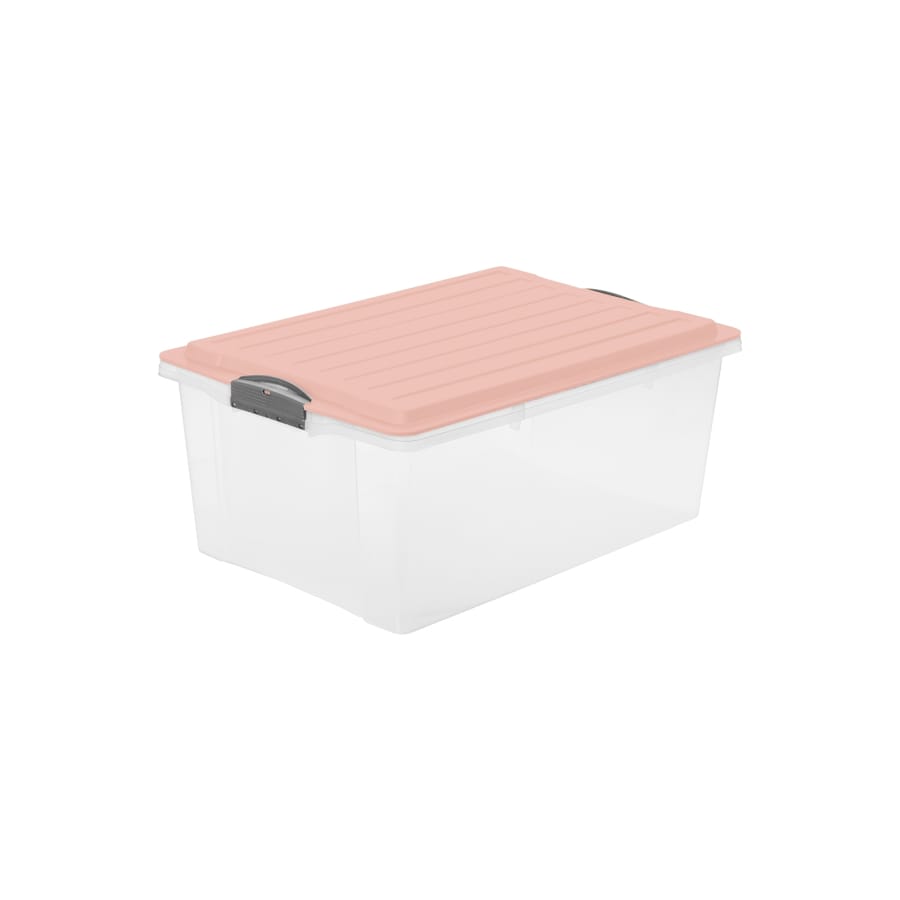 Rotho COMPACT Stapelbox A3 38 l, transparent/linnea pink