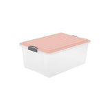 Rotho COMPACT Stapelbox A3 38 l, transparent/linnea pink