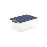 Rotho COMPACT Stapelbox A4 13 l, transparent/iris dunkelblau