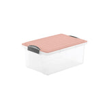 Rotho COMPACT Stapelbox A4 13 l, transparent/linnea pink