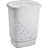 Rotho FLOWERS Wäschesammler, 55 Liter cool grey