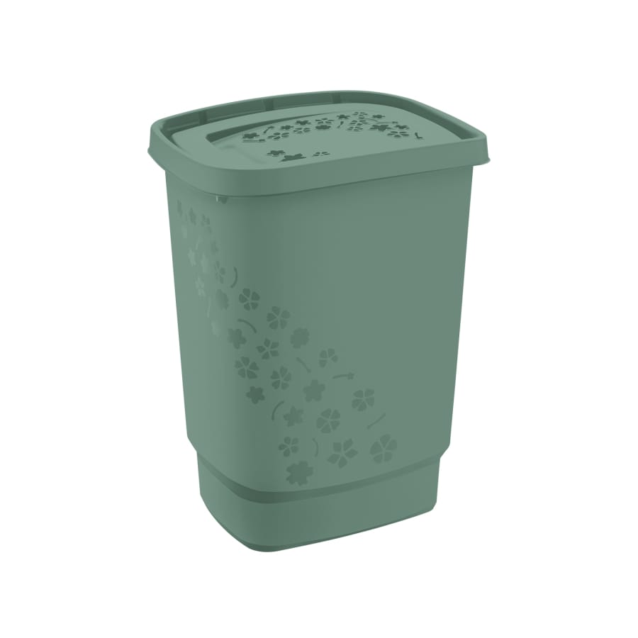 Rotho FLOWERS Wäschesammler, 55 Liter mistletoe green