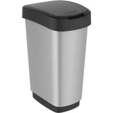 Rotho Mülleimer TWIST 25 Liter, silber metallic
