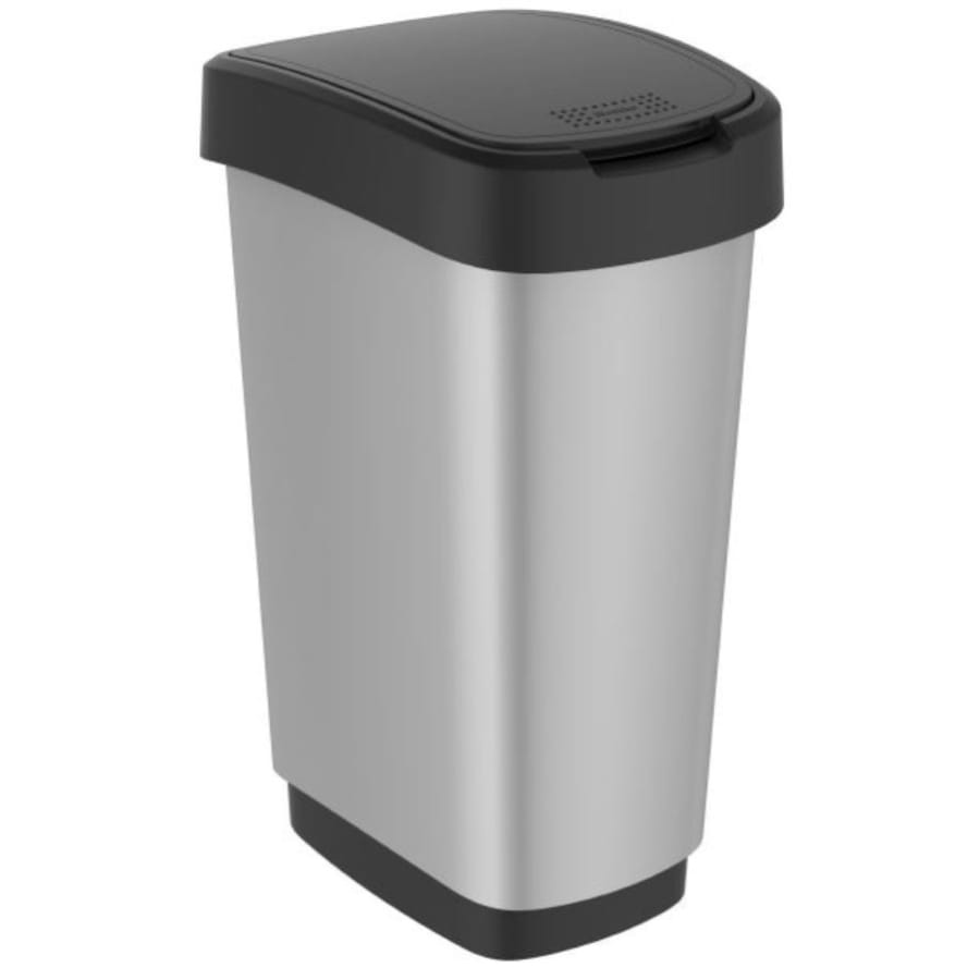 Rotho Mülleimer TWIST 50 Liter, silber metallic