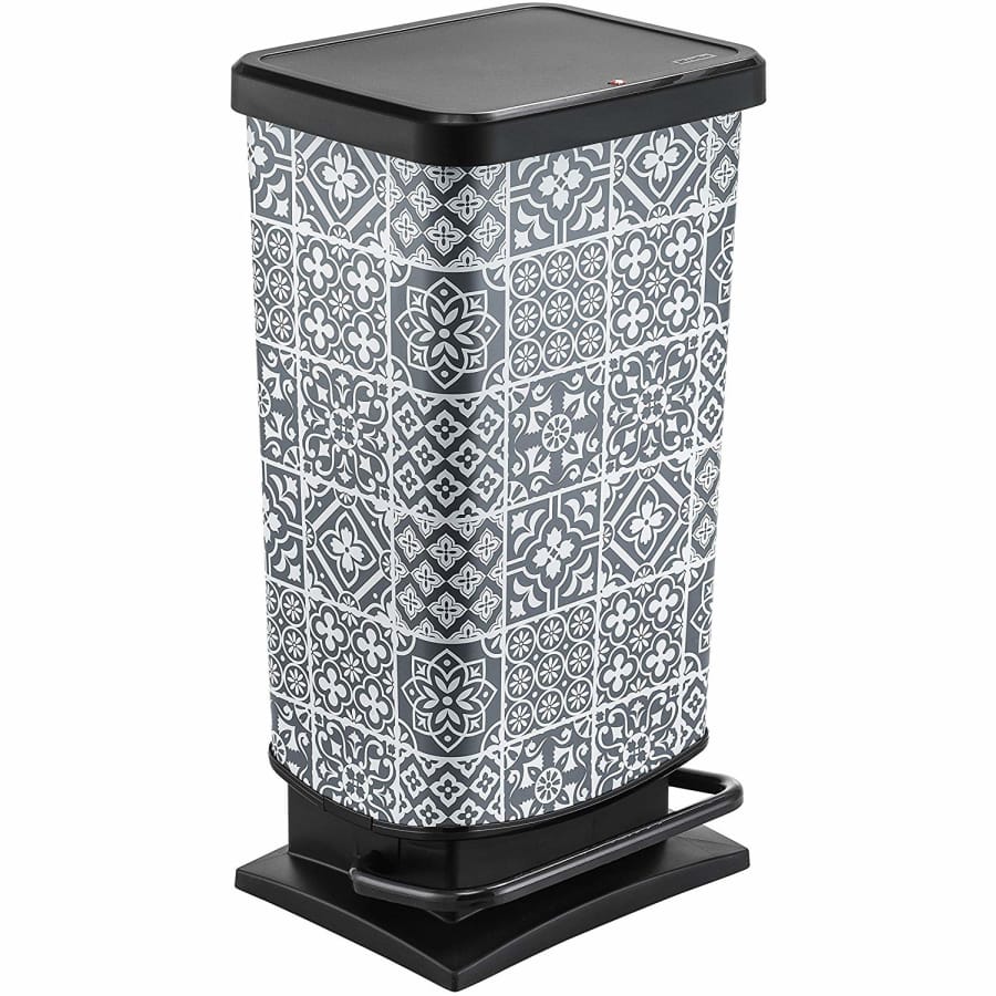 Rotho Treteimer PASO 40 Liter, grau mit Kacheldekor