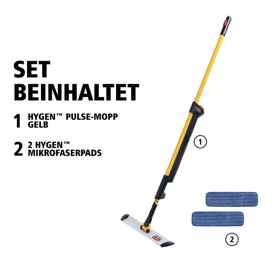 Rubbermaid HYGEN PULSE Mopp Wischmopp, schwarz/gelb, 3-teilig