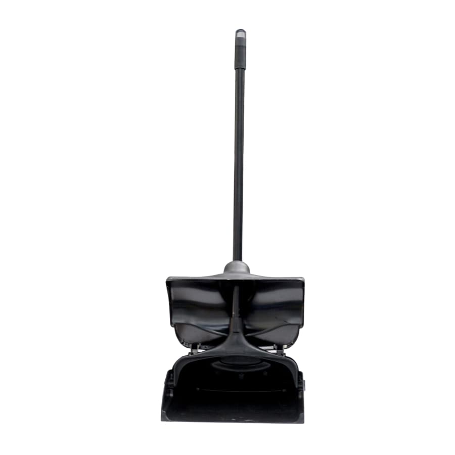Rubbermaid Lobby Pro® Kehrschaufel mit langem Stiel, schwarz mit Deckel