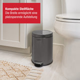 Rubbermaid Treteimer rund – 6 L Edelstahl Anthrazit, mit Deckel