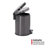 Rubbermaid Treteimer rund – 6 L Edelstahl Anthrazit, mit Deckel