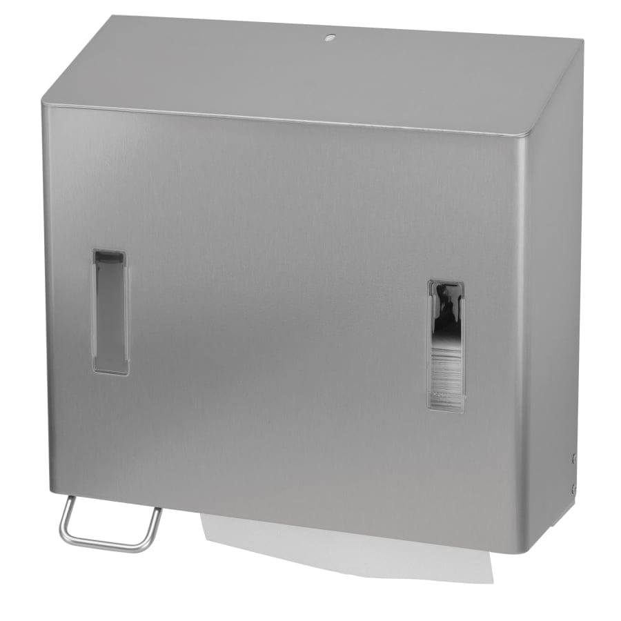 SanTRAL® CPU 2 Seifen- und Handtuchpapierspender-Kombination Seife links, Edelstahl, Flüssigseife (L E S)
