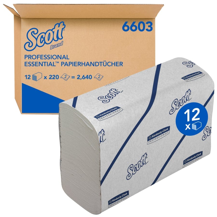 SCOTT® Essential™ Papierhandtücher, weiß, 2-lagig, 21,2 x 18,6 cm