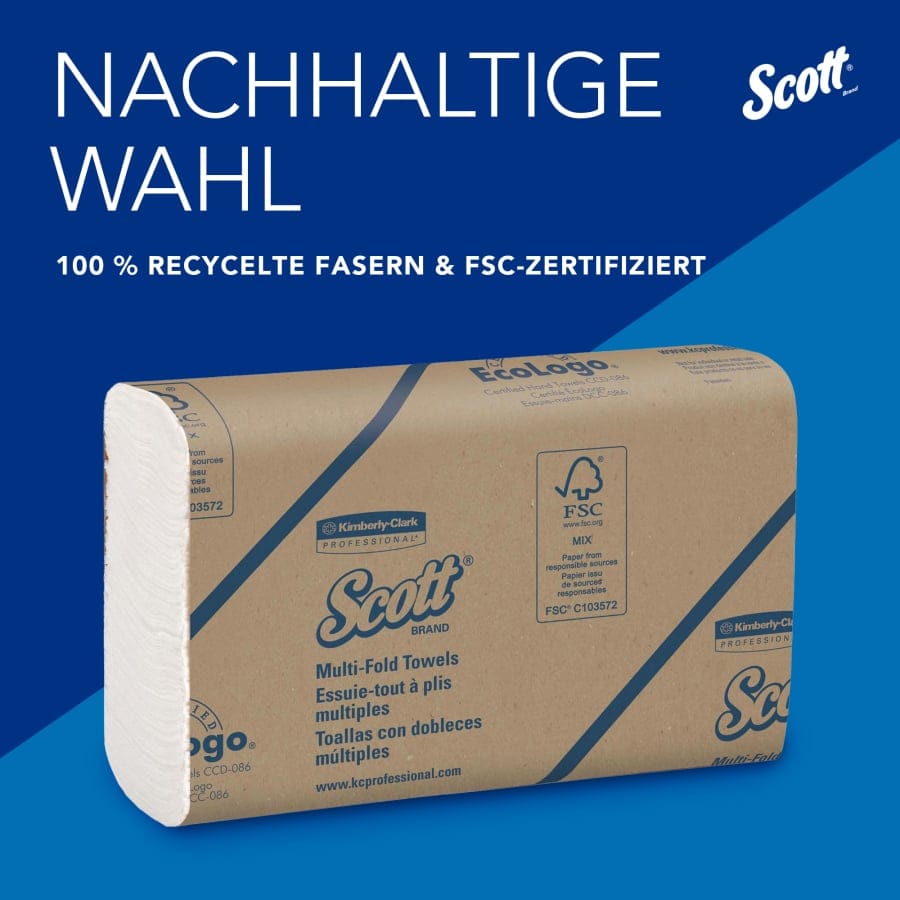 SCOTT® Multifold Papierhandtücher, 1-lagig, Z-Falz, 23,5 x 23 cm