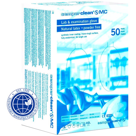 Semperclean Einmalhandschuhe, MC Latex, naturfarben 1 Karton = 500 Paar, Größe M (8,5)