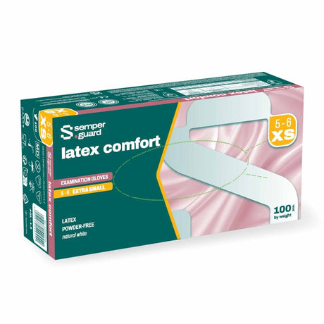 Semperguard® Einmalhandschuhe, Latex comfort 1 Packung = 100 Stück, Größe XS (5-6)