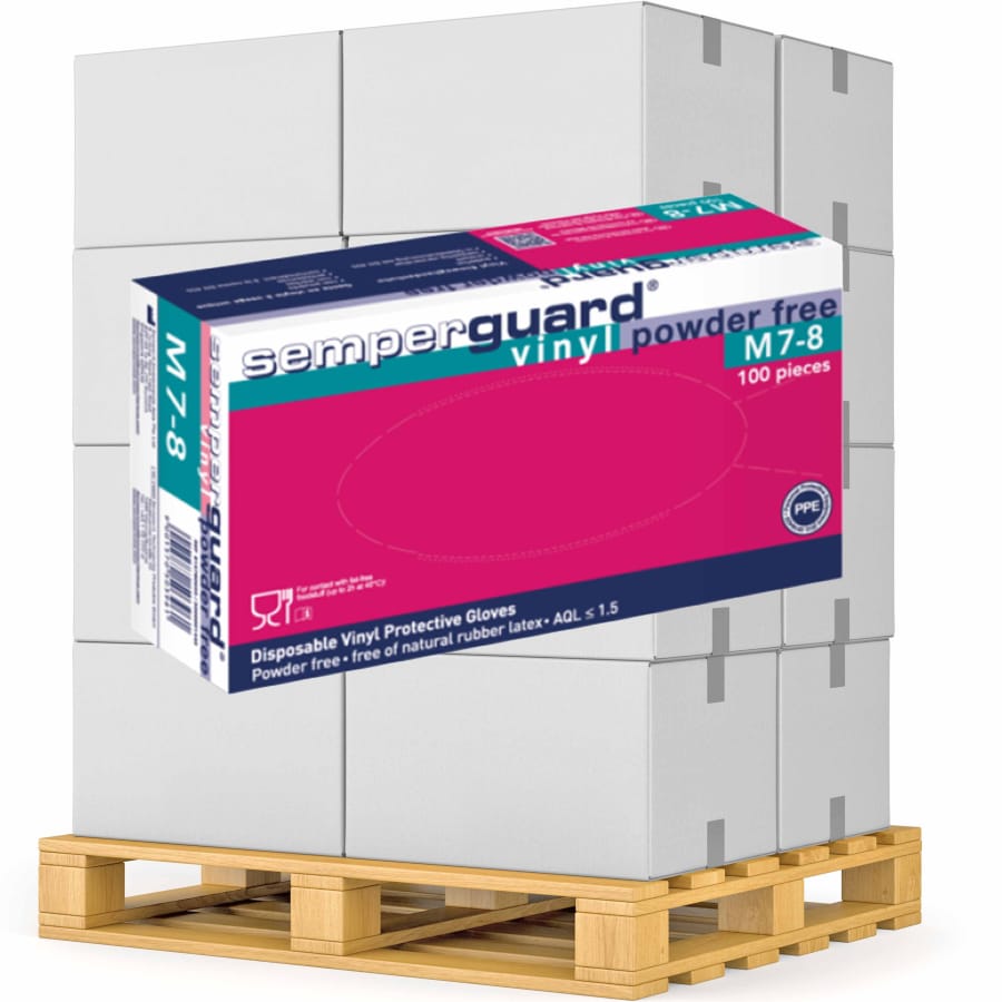 Semperguard® Einmalhandschuhe, Vinyl, puderfrei 1 Palette = 63000 Stück, Größe M, weiß