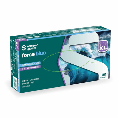 Semperguard® force blue Nitrilhandschuhe, puderfrei, blau XL (9-10) – 1 Packung (90 Stück)