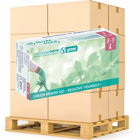 Semperguard® green Einmalhandschuhe, Nitril, Großpackung 1 Palette = 63 Kartons, Größe L (8-9)