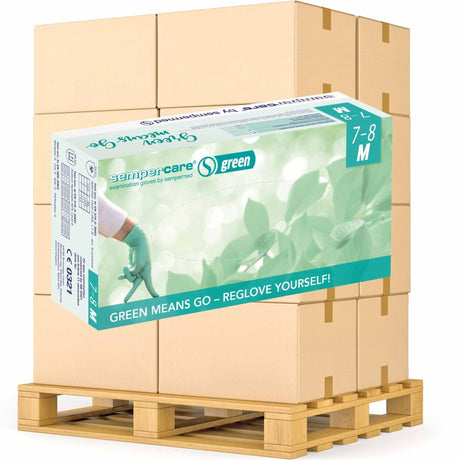 Semperguard® green Einmalhandschuhe, Nitril, Großpackung 1 Palette = 63 Kartons, Größe M (7-8)