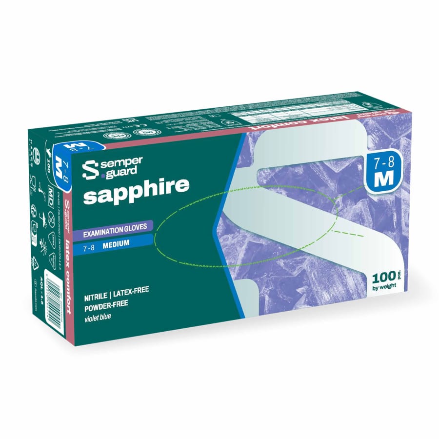 Semperguard® sapphire Nitrilhandschuhe, puderfrei, violettblau M (7-8) – 1 Packung (100 Stück)