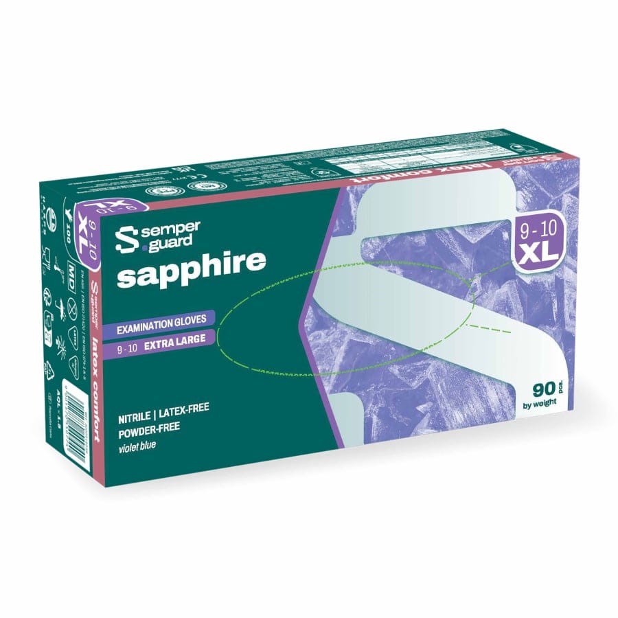 Semperguard® sapphire Nitrilhandschuhe, puderfrei, violettblau XL (9-10) – 1 Packung (90 Stück)