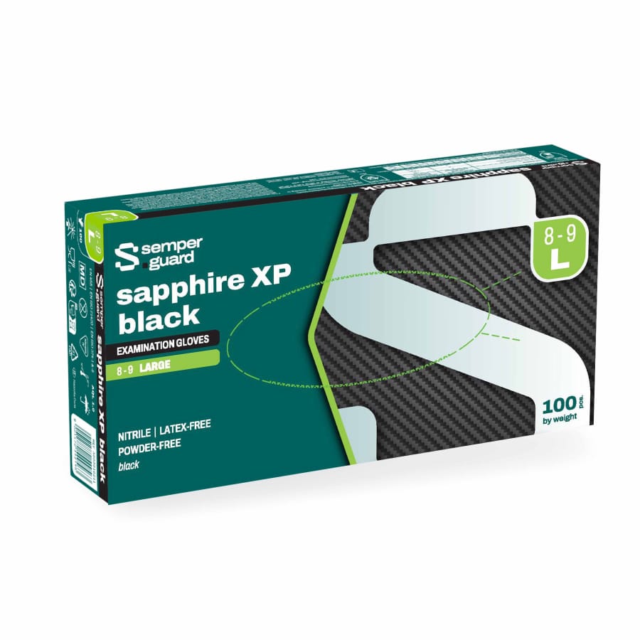 Semperguard® sapphire XP black Nitrilhandschuhe, puderfrei L (8-9) – 1 Packung (100 Stück)