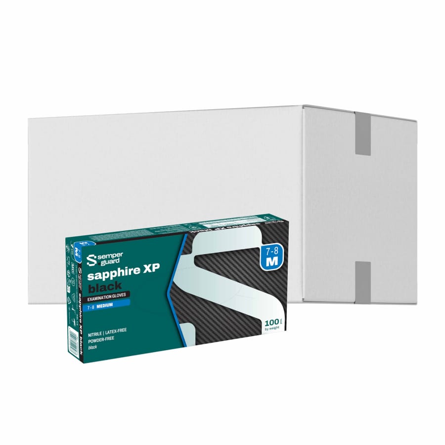 Semperguard® sapphire XP black Nitrilhandschuhe, puderfrei M (7-8) – 1 Karton (1.000 Stück)