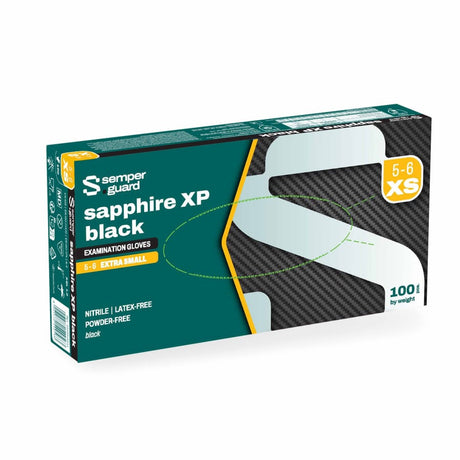 Semperguard® sapphire XP black Nitrilhandschuhe, puderfrei XS (5-6) – 1 Packung (100 Stück)