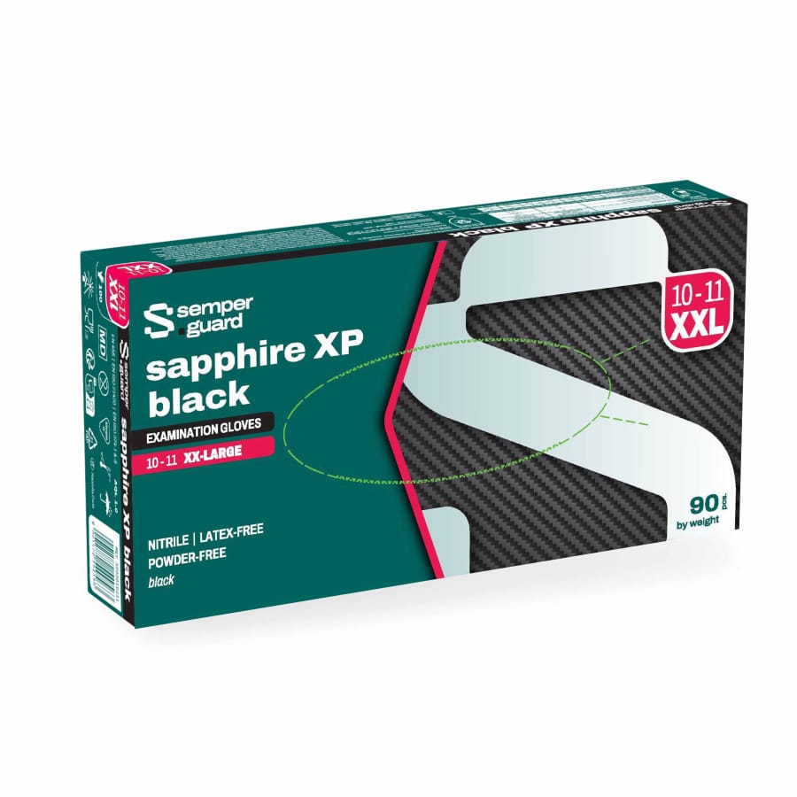 Semperguard® sapphire XP black Nitrilhandschuhe, puderfrei XXL (10-11) – 1 Packung (90 Stück)