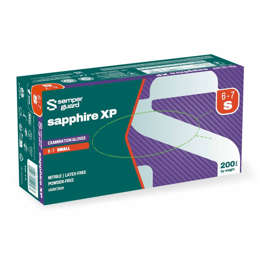 Semperguard® sapphire XP Nitrilhandschuhe, puderfrei, violettblau S (6-7) – 1 Packung (200 Stück)
