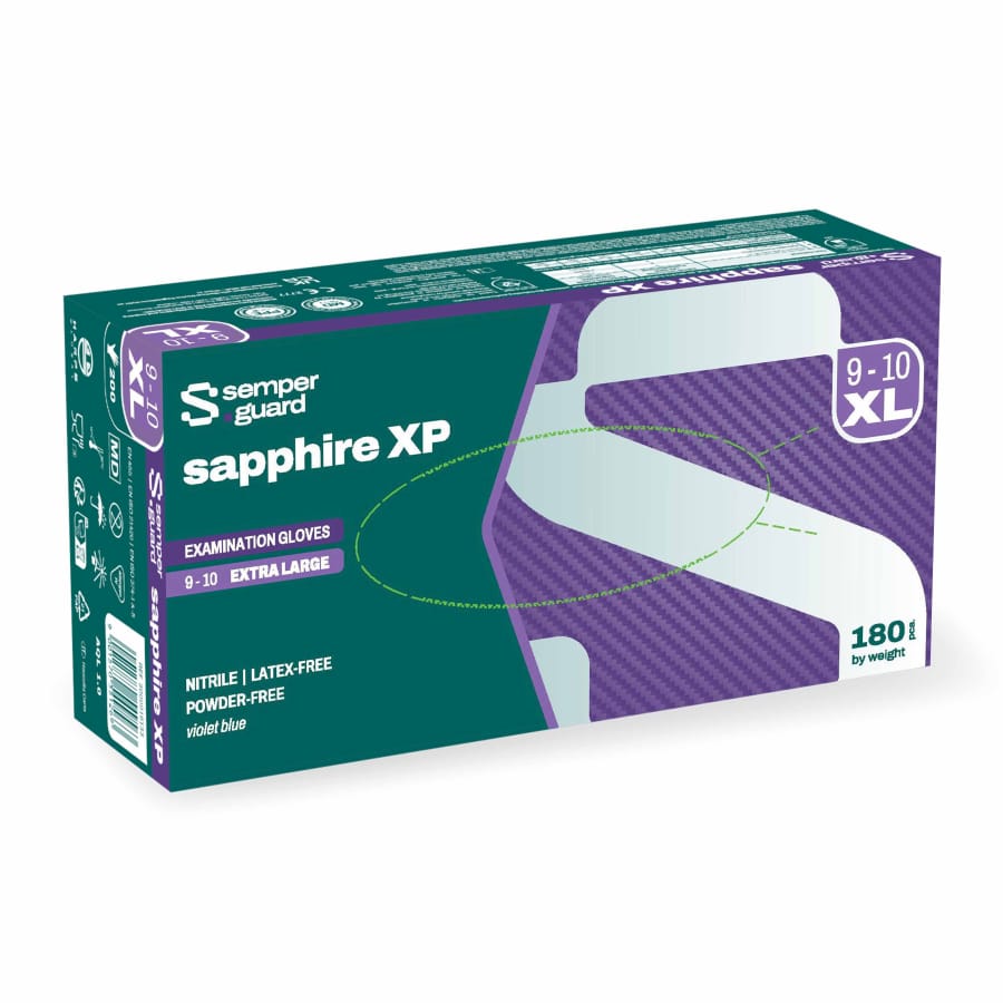 Semperguard® sapphire XP Nitrilhandschuhe, puderfrei, violettblau XL (9-10) – 1 Packung (180 Stück)