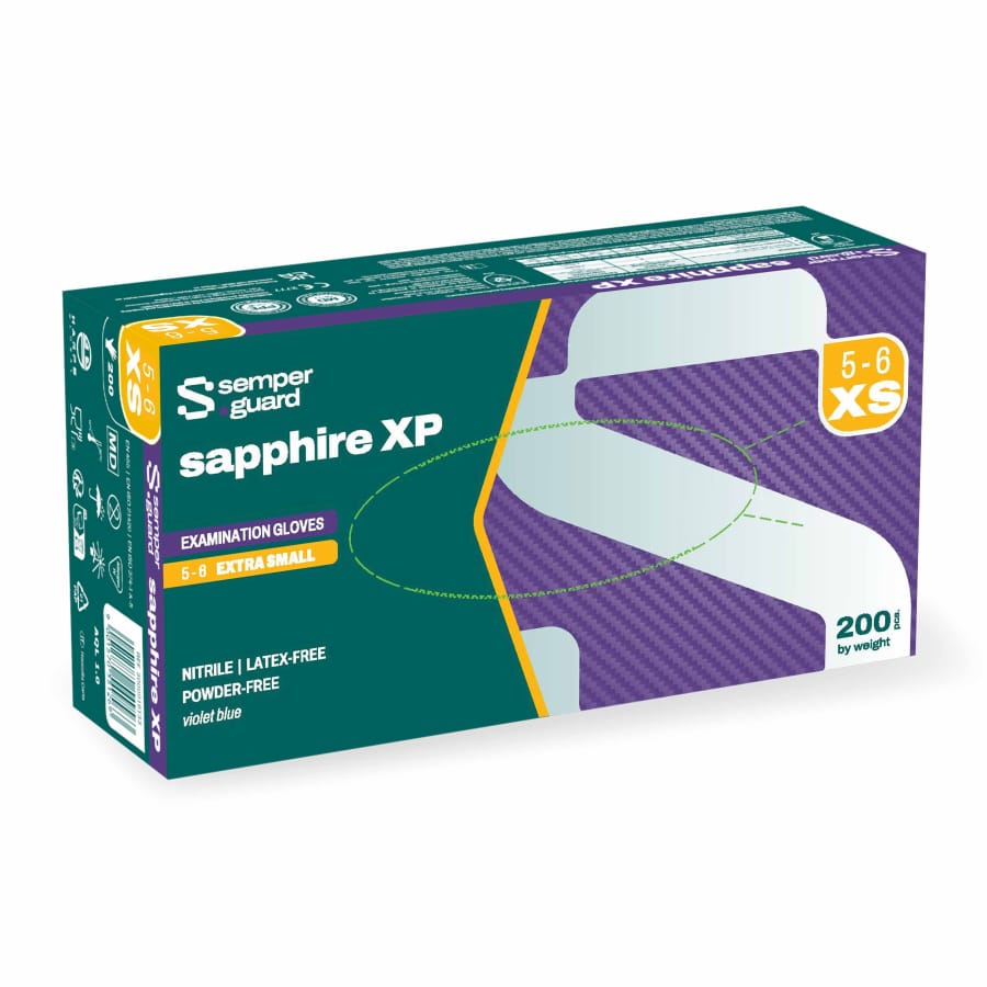 Semperguard® sapphire XP Nitrilhandschuhe, puderfrei, violettblau XS (5-6) – 1 Packung (200 Stück)