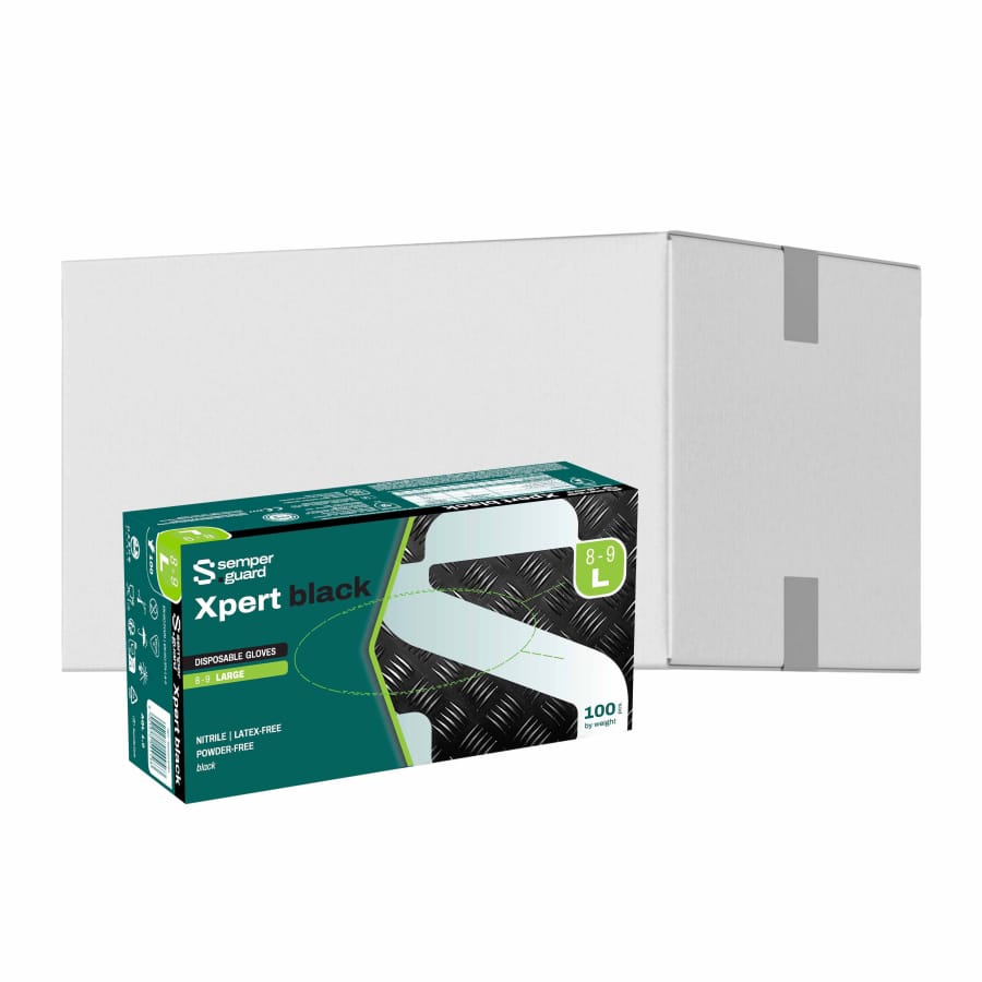 Semperguard® Xpert Black Nitrilhandschuhe, puderfrei, schwarz L (8-9) – 1 Karton (1.000 Stück)