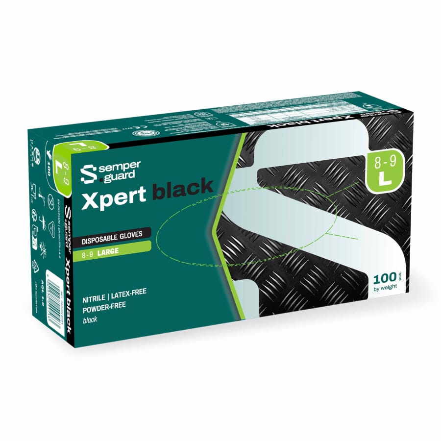 Semperguard® Xpert Black Nitrilhandschuhe, puderfrei, schwarz L (8-9) – 1 Packung (100 Stück)