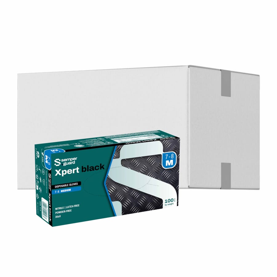 Semperguard® Xpert Black Nitrilhandschuhe, puderfrei, schwarz M (7-8) – 1 Karton (1.000 Stück)