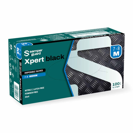 Semperguard® Xpert Black Nitrilhandschuhe, puderfrei, schwarz M (7-8) – 1 Packung (100 Stück)
