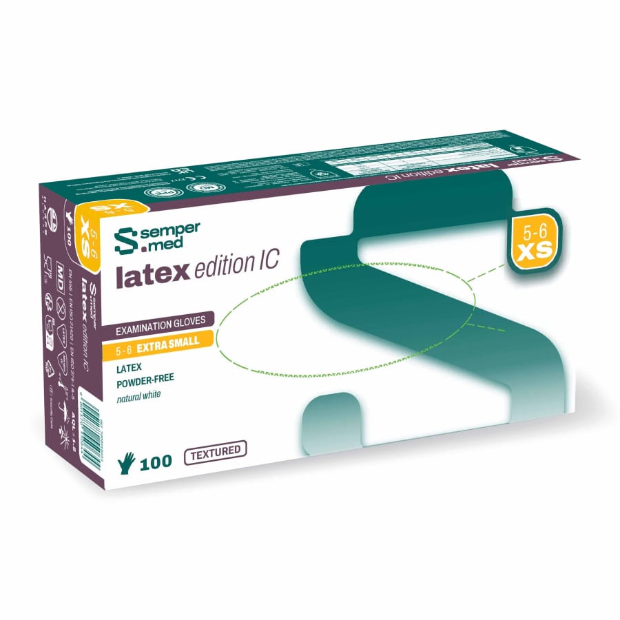 Sempermed® Edition IC Latex Einmalhandschuhe, puderfrei, weiß XS (5-6) – 1 Packung (100 Stück)