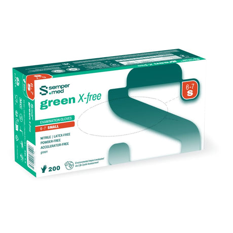 Sempermed® green X-free Nitrilhandschuhe, puderfrei, grün S (6-7) – 1 Karton (2.000 Stück)