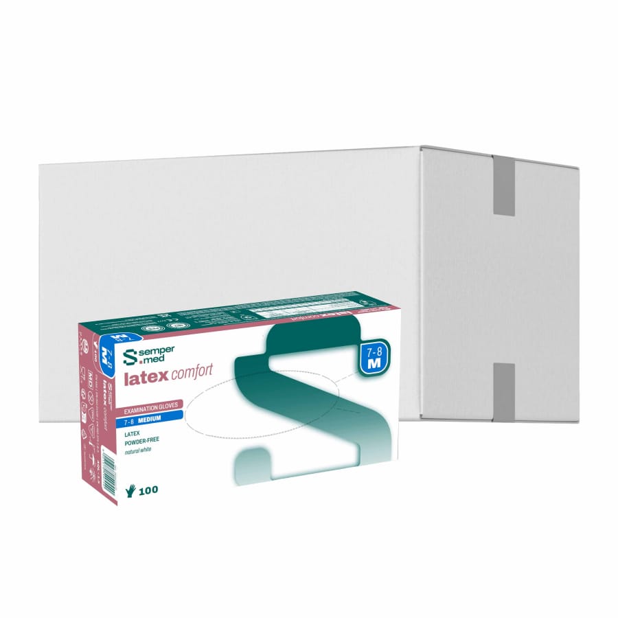 Sempermed® Latex comfort Einmalhandschuhe, puderfrei, weiß M (7-8) – 1 Karton (1.000 Stück)