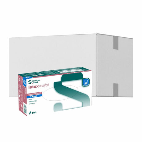 Sempermed® Latex comfort Einmalhandschuhe, puderfrei, weiß M (7-8) – 1 Karton (1.000 Stück)
