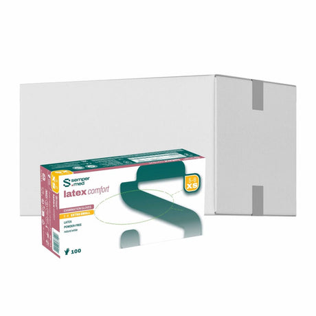 Sempermed® Latex comfort Einmalhandschuhe, puderfrei, weiß XS (5-6) – 1 Karton (1.000 Stück)