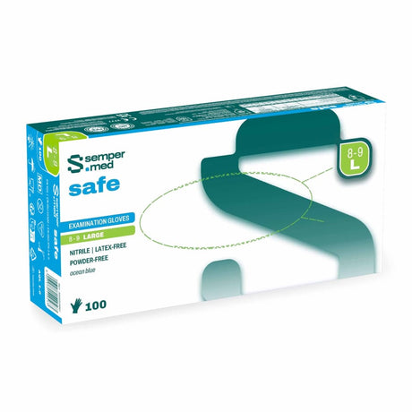 Sempermed® safe Nitrilhandschuhe, puderfrei, blau L (8-9) – 1 Packung (100 Stück)