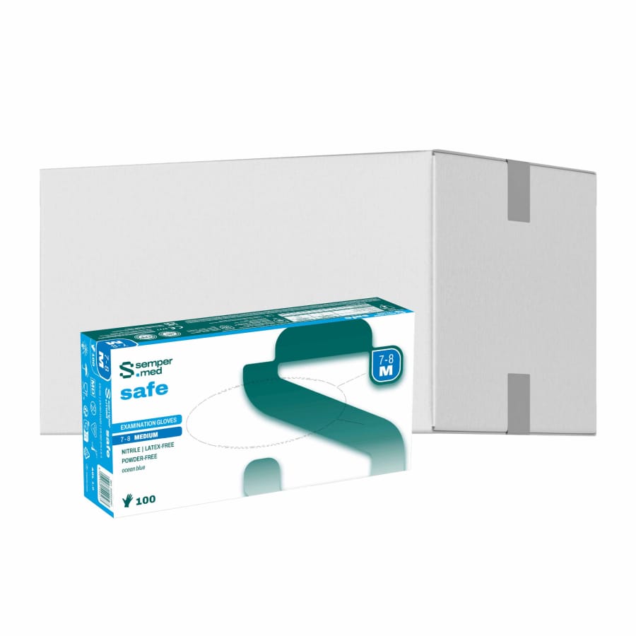 Sempermed® safe Nitrilhandschuhe, puderfrei, blau M (7-8) – 1 Karton (1.000 Stück)