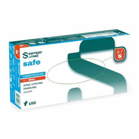 Sempermed® safe Nitrilhandschuhe, puderfrei, blau S (6-7) – 1 Packung (100 Stück)