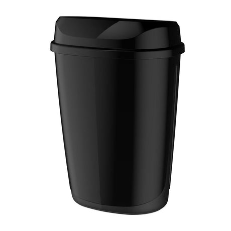 Semy Top Mülleimer mit Wandhalterung, 32l, mit Wasserwaage Schwarz glaenzend